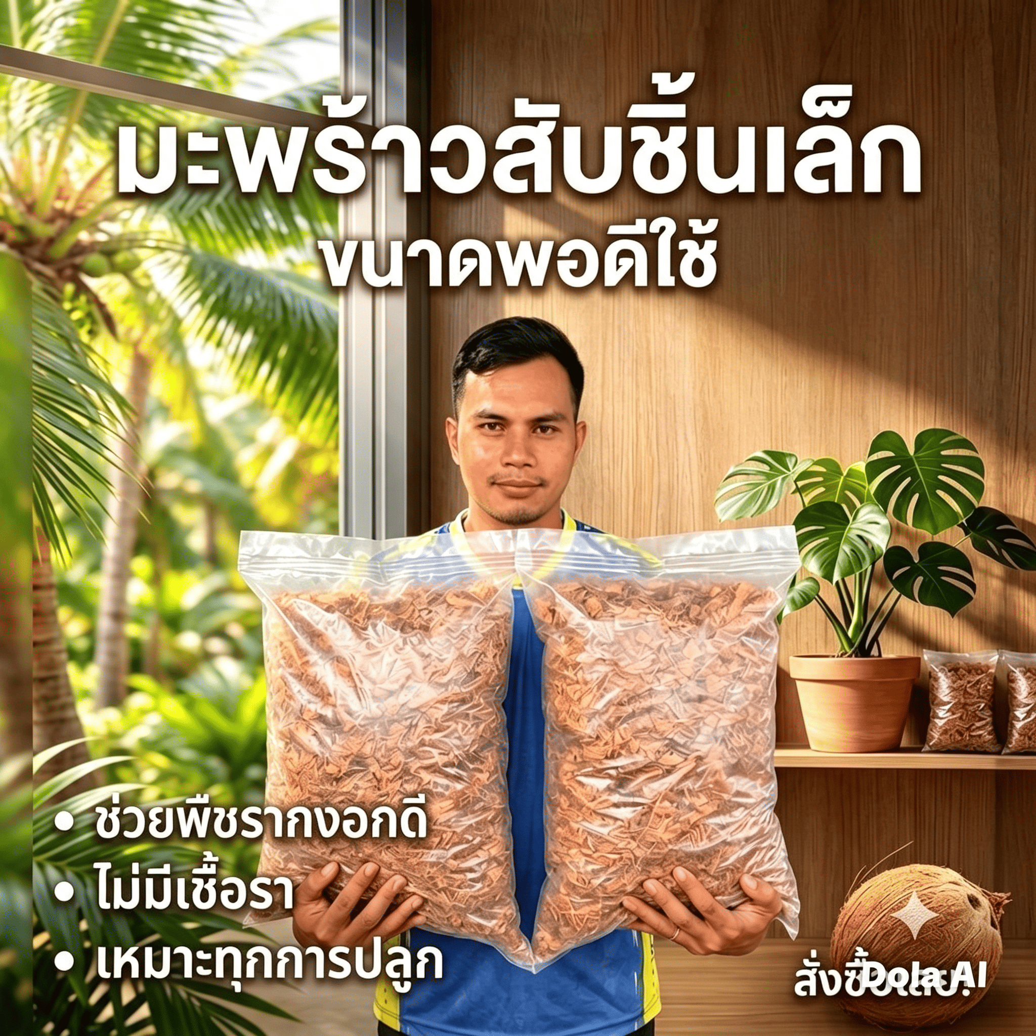 มะพร้าวสับเล็ก ระบายอากาศในดินได้ดี ผสมได้ทุกดิน เหมาะทุกการปลูก