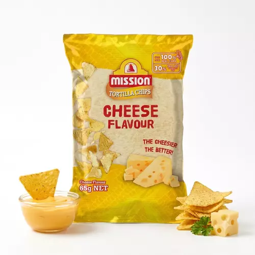 แป้งกรอบ นาโช่  Mission Tortillas Chips 65g CHEESE พร้อมทาน