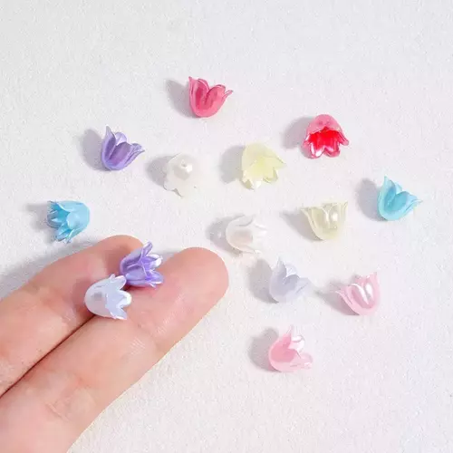 ลูกปัดดอกแมกโนเลีย 8 มม. คละสี อะคริลิคเจาะรู DIY ทำสร้อย กำไล ต่างหู พวงกุญแจ อุปกรณ์แฮนด์เมด พร้อมส่ง 🌸✨