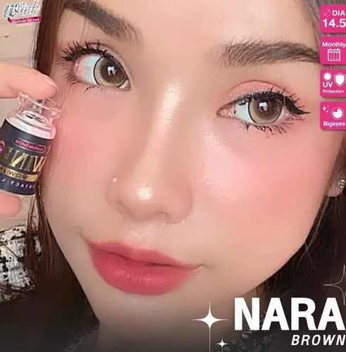 WINK Nara/Lila คอนแทคเลนส์สี Brown/gray ตาโต ลายขายดี มีค่าสายตาปกติ-10.00 รายเดือน มี อย.