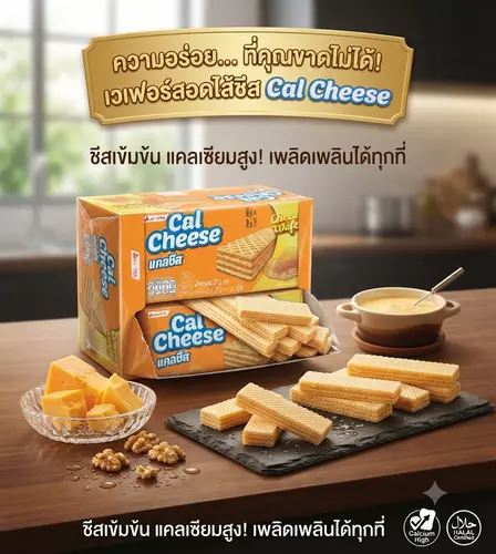 เวเฟอร์ชีสในตำนาน! Cal Cheese แคลชีส หอมชีสเข้มข้น นุ่มลิ้น กรุบกรอบ มีแคลเซียมสูง