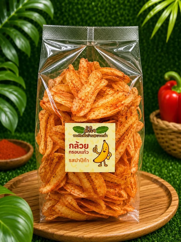 กล้วยฉาบตั้งใจกล้วยน้ำว้าแผ่นเรียบ ปาปริก้า(210กรัม)