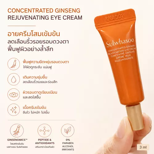 (แท้ / ป้ายไทย) คอนเซนเทรทเต็ด จินเส็ง รีจูวีเนทิง Eye Cream 3ml อายครีมโสม ลดเลือนริ้วรอยรอบดวงตา ฟื้นฟูผิวอย่างล้ำลึก