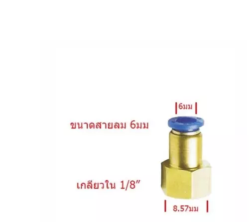 ข้อต่อลม ข้อต่อนิวเมติก ข้อต่อเกลียวใน 1/8 เสียบสาย 6mm (มิลลิเมตร)