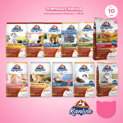 [ยกกระสอบ 8-10 กก.] อาหารแมวคานิว่า Kaniva ปราศจากกลูเตน,ข้าวโพด,ขาวสาลี ขนาด 8-10 กก. [บรรจุถุงแบ่งแยก 1 กก.]