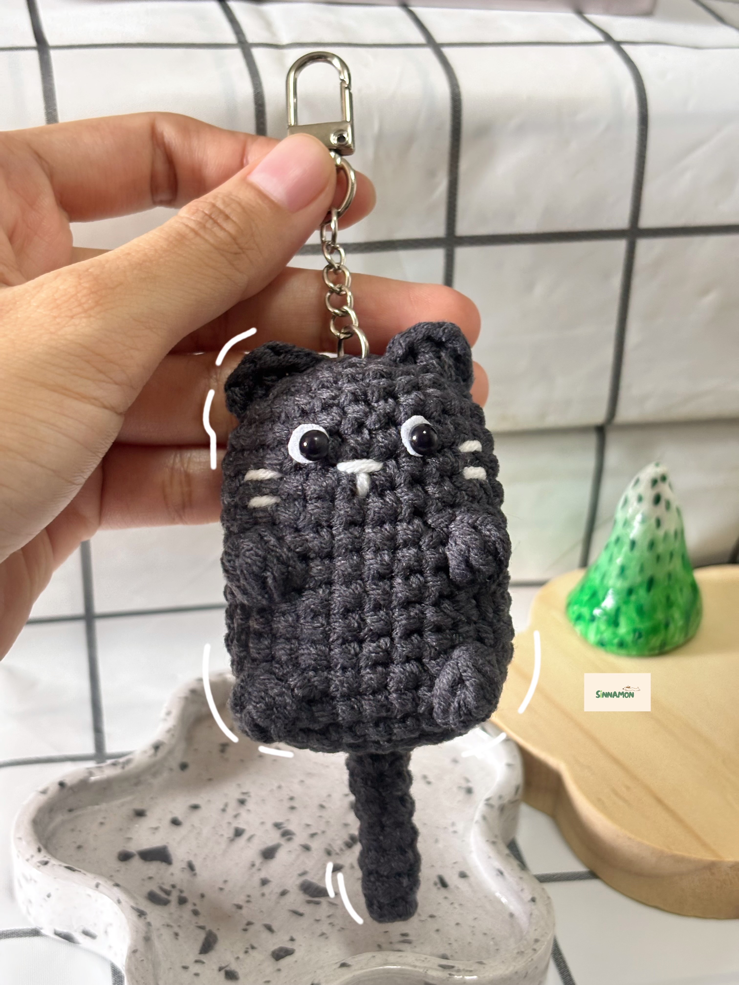 พวงกุญแจแมวสีหมอก🐈‍⬛ที่ห้อยกระเป๋าเจ้าแมว✨