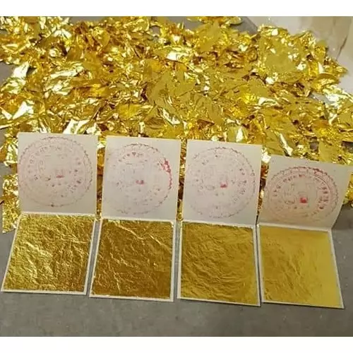 แผ่นทองคำเปลวแท้100% ตราช้าง ขนาด3.5x3.5cm