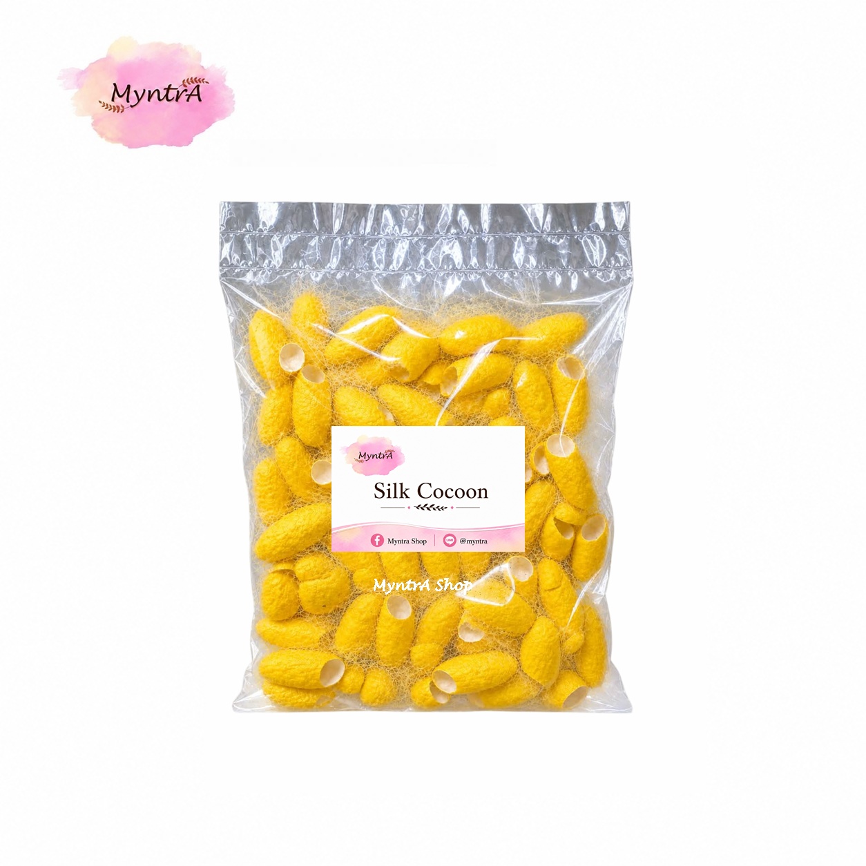 รังไหม ไม่ลอกใย - 10 กรัม สีเหลือง คละไซด์ (ใส่นิ้วไม่ได้)