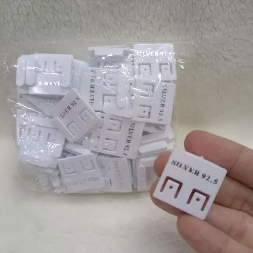 แป้นต่างหู silver แพค 100 ชิ้น พิมพ์ silver 925 มีสีขาวและดำ
