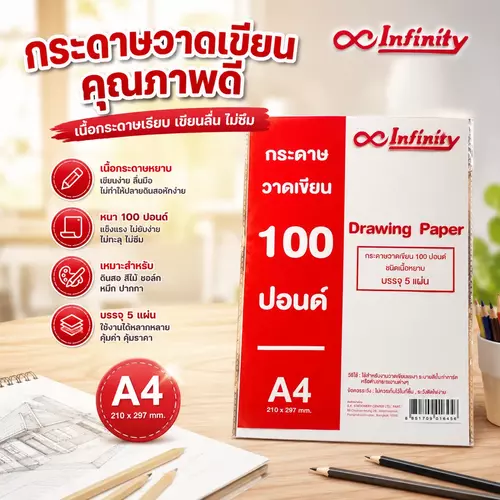 📄🎨 กระดาษวาดเขียน A4 100 ปอนด์ (ชนิดเนื้อหยาบ) แพ็ค 5 แผ่น ✨ หนาพิเศษ 200 gsm อุ้มน้ำได้ดี ไม่เปื่อยซุย เหมาะสำหรับสีน้ำ/สีโปสเตอร์ ราคาถูกที่สุด!