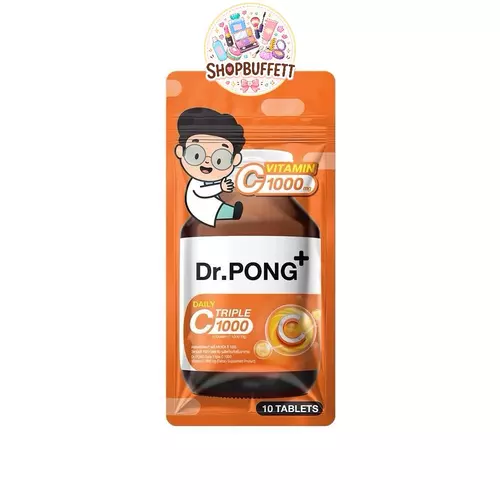 ดอกเตอร์พงศ์ ทริปเปิล ซี 1000 วิตามินซี 1000 มิลลิกรัม Dr.PONG Triple C 1000 Vitamin C 1000mg ( 1 ซอง บรรจุ 10 เม็ด )