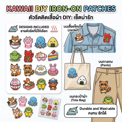 แผ่นรีด ตัวรีด ติดเสื้อ หมวก กระเป๋า ลายน่ารักสุดๆ