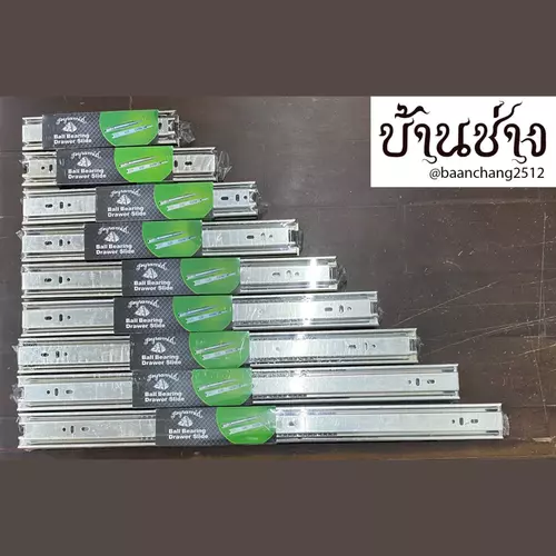 Pyramid ปิรามิด รางลิ้นชัก (รุ่นหนา) แบบลูกปืน 2 ตอน รับข้าง ธรรมดา ขนาด8-24 นิ้ว(1 ชุดมี2ชิ้นซ้าย-ขวา)