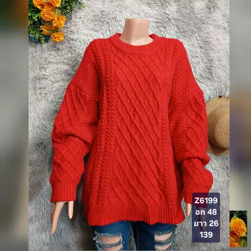 เสื้อไหมพรมกันหนาว มือสอง ไซส์และตำหนิแจ้งอยู่ในรูป