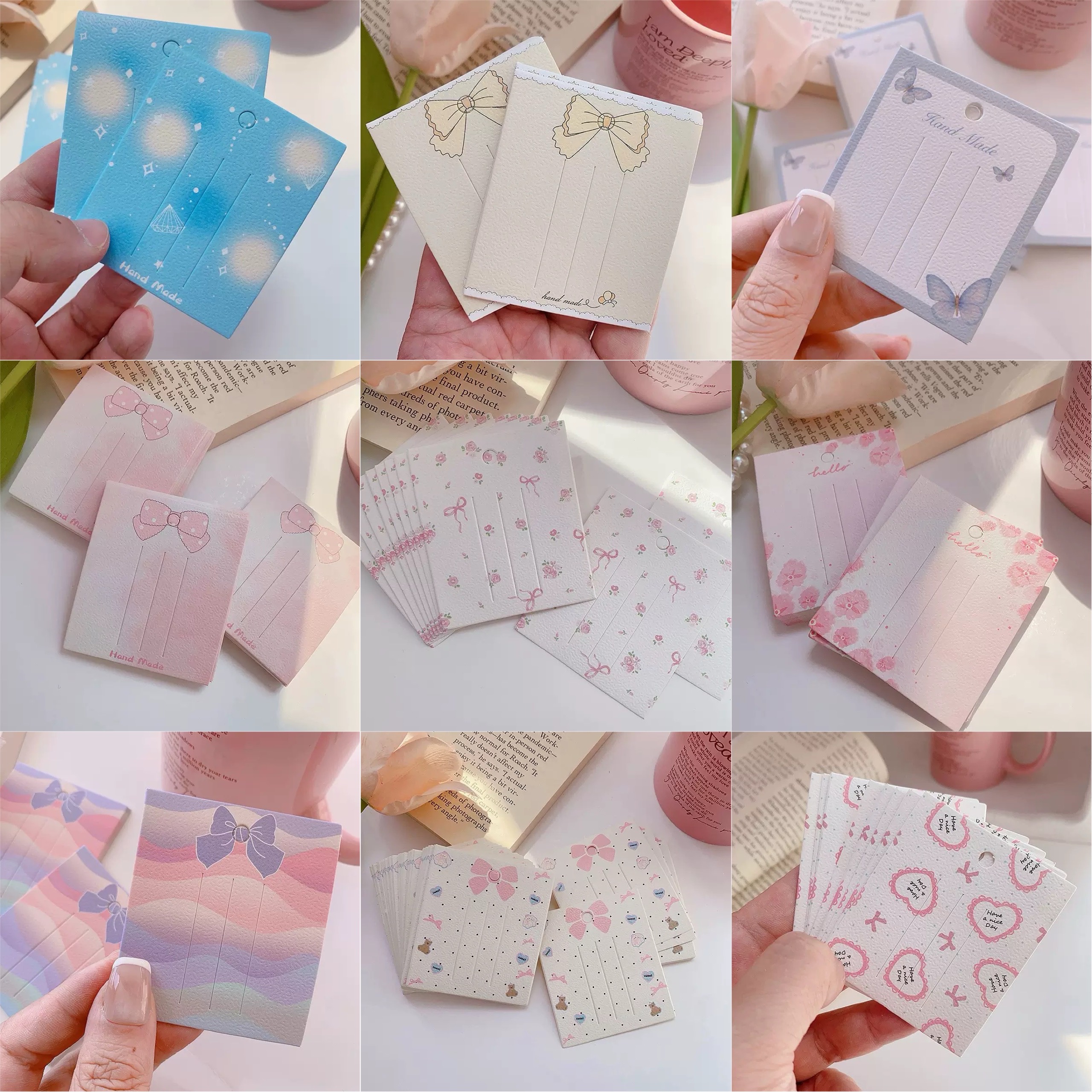 (พร้อมส่ง) ร้านไทย แป้นกระดาษติดกิ๊บ 6.3*7.3 cm การ์ดรองกิ๊บติดผม แป้นกิ๊บ 50 แผ่น