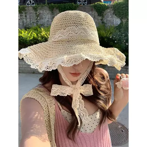 🔥Sale🔥หมวกชายหาดกันแดดผูกโบว์ พร้อมส่ง