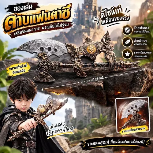 ของเล่นดาบและหมวกอัศวินแฟนตาซี (Fantasy Knight Sword & Helmet Set) ดีไซน์สุดเท่ สวมใส่บทบาทอัศวิน