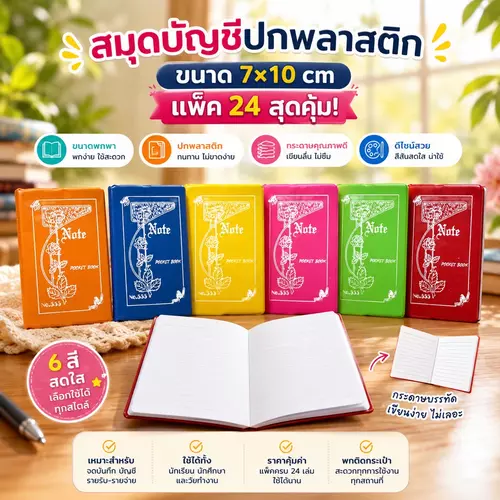 [คุ้มยกแพ็ค 24 เล่ม] สมุดบัญชีปกพลาสติก (7x10 ซม.) สมุดจดรายรับรายจ่าย มินิ กันน้ำ กันเลอะ สมุดจดสต็อก เครื่องเขียน