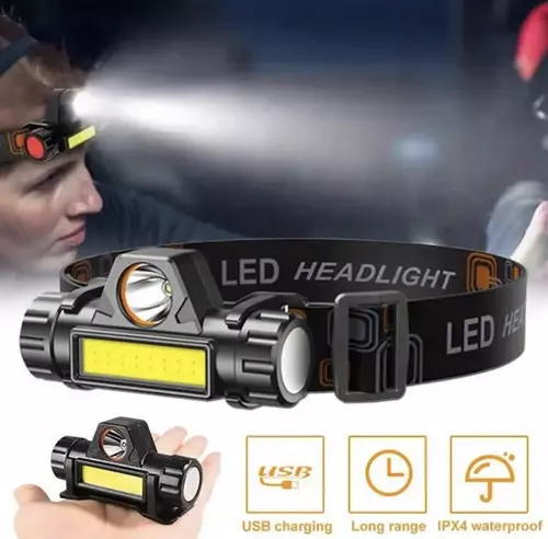 Headlight LED กันน้ำกันฝนIPX6 ไฟฉายเดินทาง Q5+COBไฟฉายเดินป่าส่องไกลสูงสุด: 200-500 เมตร พกพาได้ทุกที่