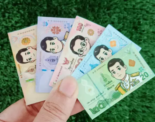 กระดาษพับเหรียญโปรยทานทรงธนบัตรจิ๋ว คละ 5ลาย