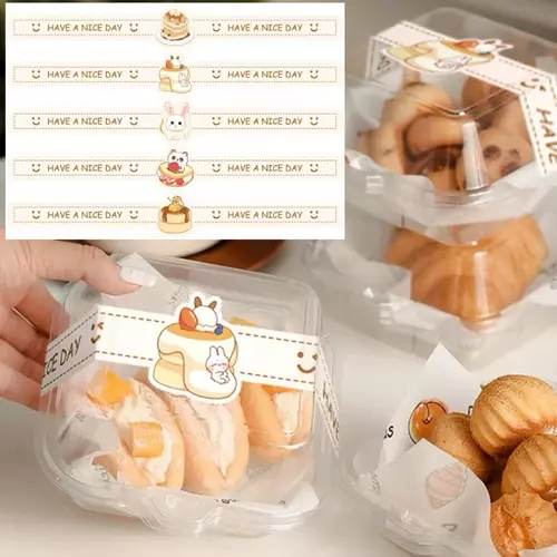 ￼สติ๊กเกอร์ติดกล่องเค้ก สติ๊กเกอร์คาดกล่องขนาด24*1.5cm  (50ดวง/แพค )