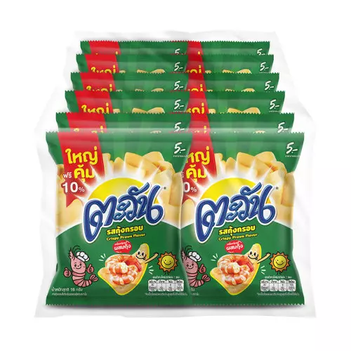 ตะวัน ข้าวเกรียบ รสกุ้งกรอบ 16 ก. x 12+1 (131742)