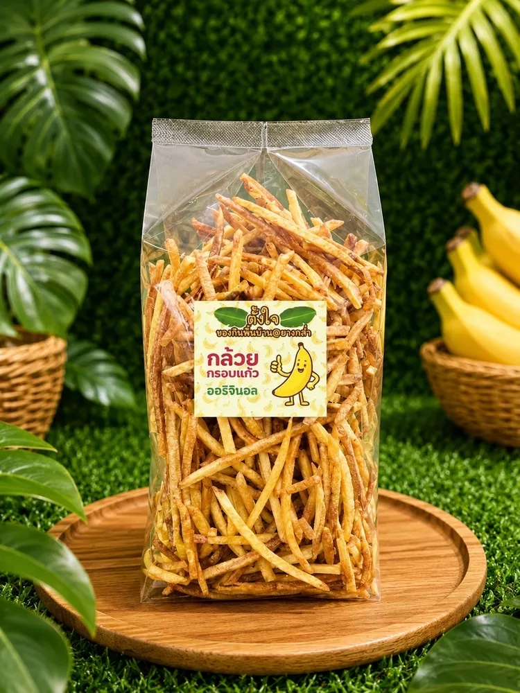 กล้วยฉาบตั้งใจกล้วยน้ำว้า เส้น ไม่ปรุงรส(210กรัม)