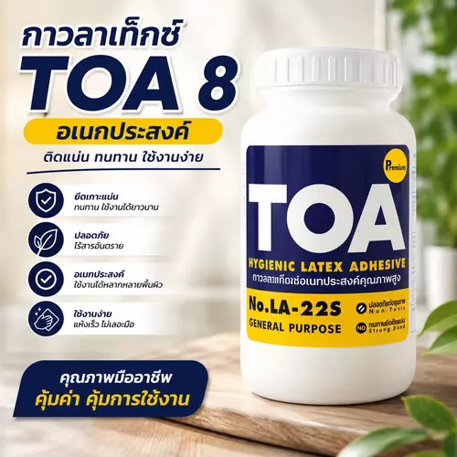 กาวลาเท็กซ์ TOA 8 ออนซ์ (ขวดใหญ่) กาวลาเท็กซ์อเนกประสงค์ ติดแน่น แห้งเร็ว ปลอดภัย ไร้สารตะกั่ว งานช่าง งาน DIY ทำสไลม์