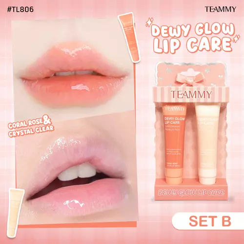TEAMMY TL806 DEWY GLOW LIP CARE เซ็ตลิปคู๋หูลิปสีและลิปกลอสใส ปากดูมันวาว ฉ่ำเงา อิ่มฟู