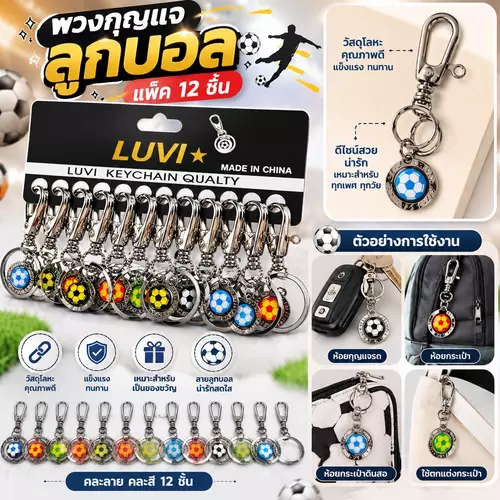 🔥ยกแพ็คสุดคุ้ม 12 ชิ้น! พวงกุญแจก้ามปูลายลูกบอล ตัวเกี่ยวพวงกุญแจสุดน่ารัก อะไหล่ตกแต่งกระเป๋า งาน DIY ดีไซน์เก๋