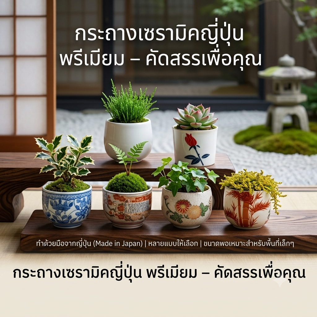 กระถางเซรามิคญี่ปุ่น กระถางแคคตัส สำหรับต้นไม้จิ๋ว กระถางบอนไซ