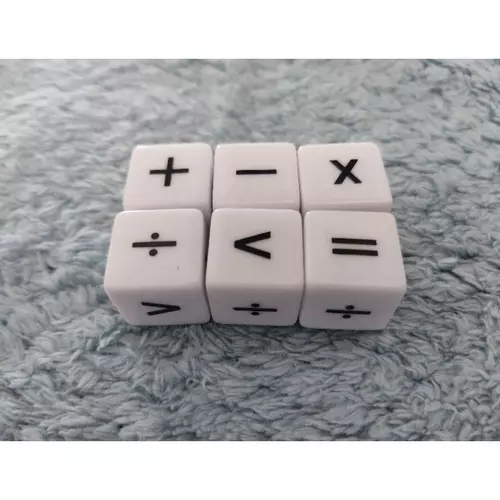 Dice ลูกเต๋า 6 หน้า +-×÷ ขนาด 1.6 ซม. ขอบเหลี่ยม (ราคาต่อชิ้น)