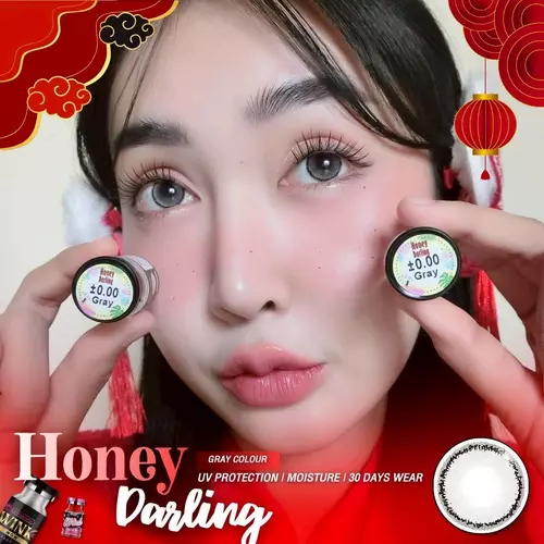 Honey Darling สีเทา สีน้ำตาล Winklens คอนเเทคเลนส์ บิ๊กอาย  Bigeye คอนแทคเลนส์มีเลขที่ อย.จดแจ้งถูกต้อง