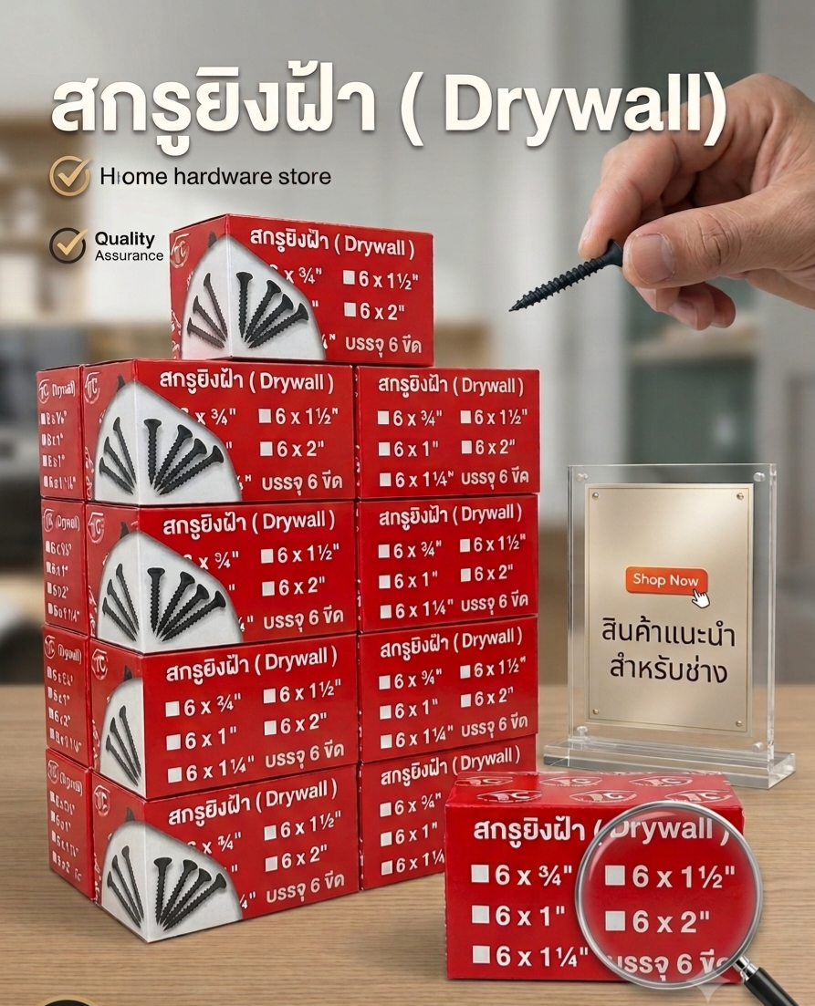 สกรูดำยิงฝ้า สกรูยิงฝ้า สกรูไดร์วอล์ล