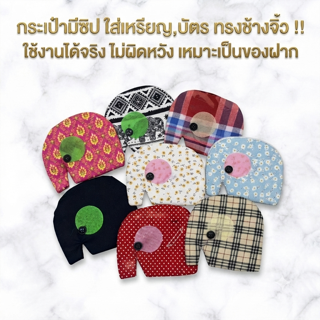 กระเป๋าใส่เหรียญ,บัตร ทรงช้าง ไซส์มินิ ราคาสินค้า/1ใบ รวมลายผ้าลายไทย ผ้าขาวม้า ผ้าดอกไม้ ผ้าสีพื้น ผ้าลายสก๊อต ผ้าลายจุด ผ้าช้าง เหมาะเป็นของฝาก ของชำร่วย