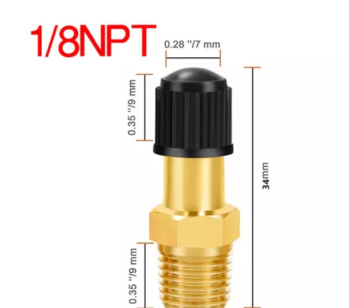 จุ๊บเติมลมมอไซค์ แบบเกลียว ขนาด 1/8 NPT (แบบยาวพิเศษ 34MM)