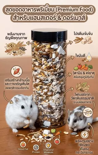 อาหารแฮมสเตอร์ ดอร์เมาส์ และ สัตว์ฟันแทะ สูตรครบโภชนาการ 100 กรัม