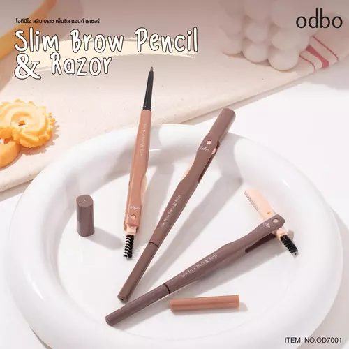 ODBO OD7001 slim brow pencil&razor ดินสอเขียนคิ้วพร้อมมีดโกน จัดแต่งคิ้วสวย เขียนคิ้วเนื้อนิ่ม เขียนง่าย สะดวก