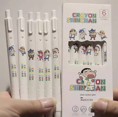 (พร้อมส่งจากไทย🇹🇭) ปากกาลายการ์ตูน ชินจัง สุดน่ารัก (1 กล่องมีปากกา 6 แท่ง) หมึกดำ