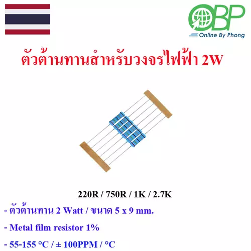 2W Metal Film Resistor 5 Color ring (1%)