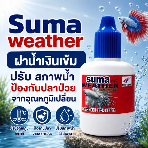 suma weather ฝาน้ำเงินเข้ม ช่วยปรับสถาพน้ำ ป้องกันปลาป่วยจากอุณหภูมิ