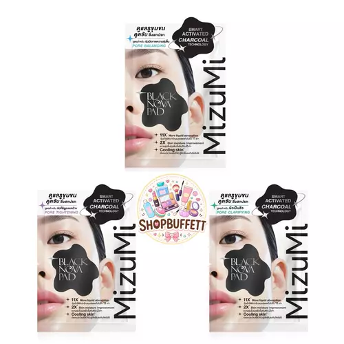 โทนเนอร์แพดชาร์โคล มิซึมิ MizuMi Black Nova Pad ( 1 ซอง บรรจุ 4 แผ่น ) มีให้เลือก 3 สูตร