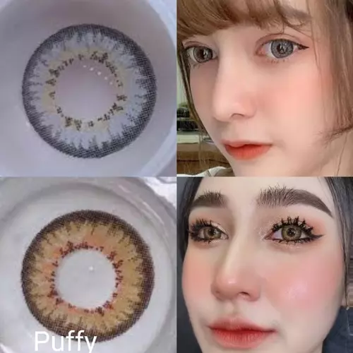คอนแทคเลนส์ puffy (รายเดือน) สำหรับผู้มีสายตาปกติ มี 2 สีให้เลือก สวย ตาโต เลนส์นิ่ม ใส่สบาย