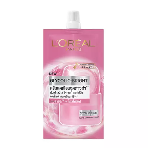 ลอรีอัล ไกลโคลิค ไบร์ท แมท ลูมิไนซิ่ง ครีม Loreal Glycolic-Bright Matte Luminizing Cream ( ซอง )