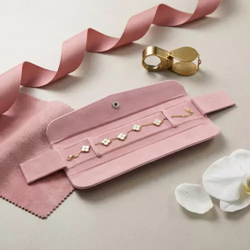 กระเป๋าใส่สร้อยข้อมือพกพา ซองใส่เครื่องประดับหนังกลับเนื้อนุ่มพรีเมียม สไตล์ฝรั่งเศสเรียบหรู ถนอมและกันรอยขีดข่วน