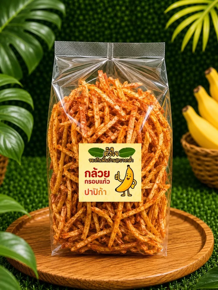 กล้วยฉาบตั้งใจกล้วยน้ำว้า เส้น ปาปริก้า(210กรัม)