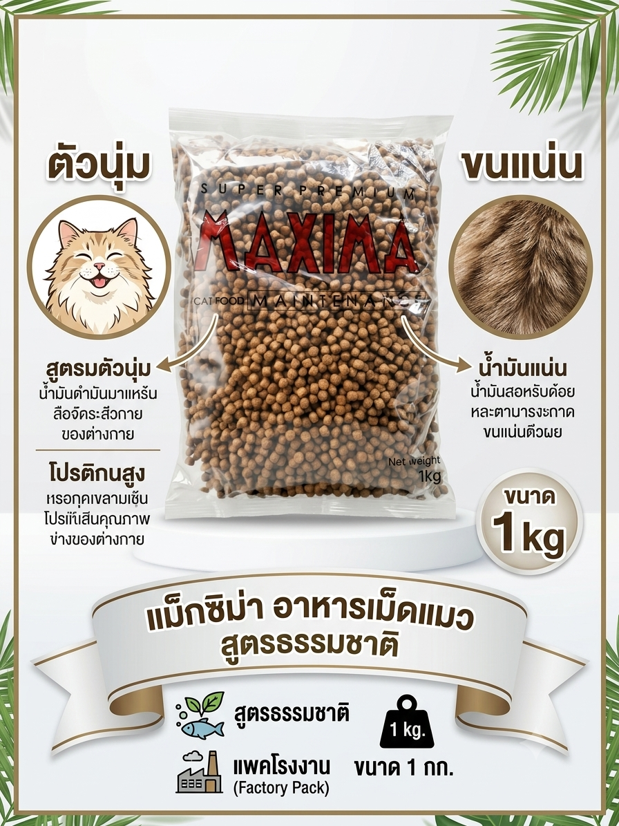 แม็กซิมา (Maxima) อาหารเม็ดแมว  1 กก. แพคโรงงาน