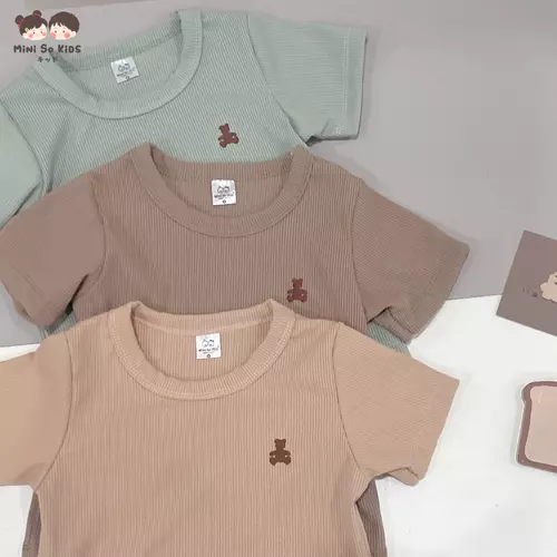 เสื้อยืดเด็ก แขนสั้น ปักหมีจิ๋ว Little bear 🧸Mini So Kids