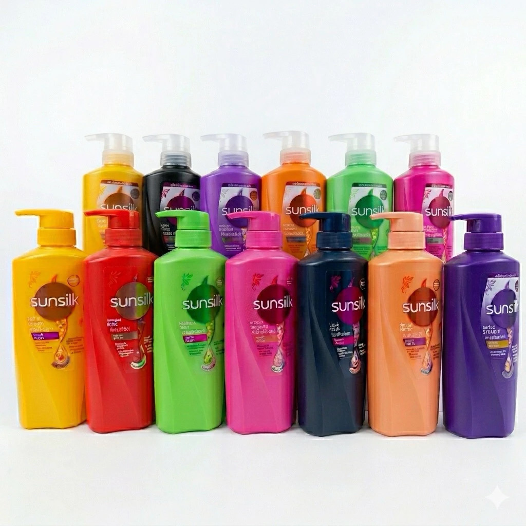 แชมพูสระผมและครีมนวด ซันซิล SUNSILK ขวดปั้ม 325-370ml