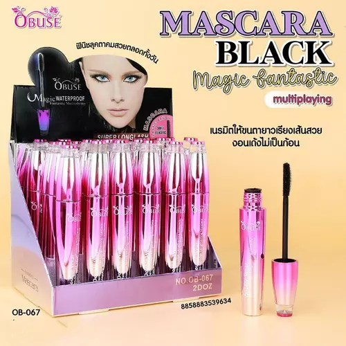 OB-067 Obuse Mascara มาสคาร่า  แท่งชมพู มาสคาร่า เลอค่า ปัดปุ๊บหน้าปั๊บ เด้ง ยาว ซุปเปอร์กันน้ำ++ 1ชิ้น